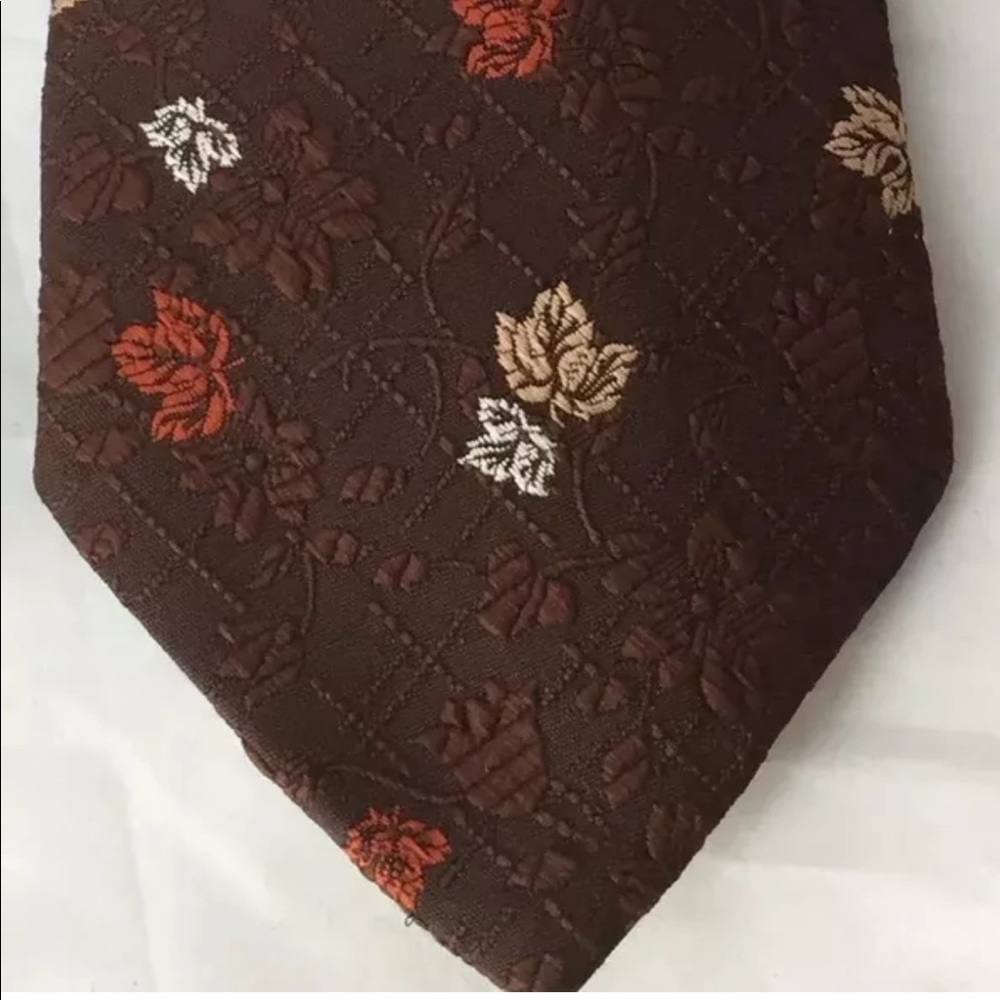 Vintage Oleg Cassini Brown Men Neck Tie Floral As Is